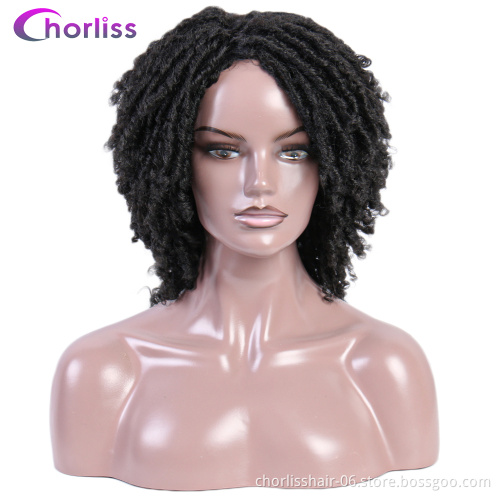 2020 Hot Selling Cheap Synthetic Hair Wigs for Black Women African Short Dreadlocks Wig Faux Locs Crochet Hair Braided Wigs